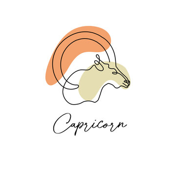Astrology horoscope symbol zodiac Capricorn sign in line art style boho color