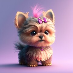 cute yorkshire terrier puppy made with generated ai
