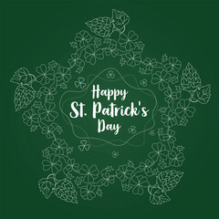 saint patricks day background with ornament from shamrock and hops inflorescence