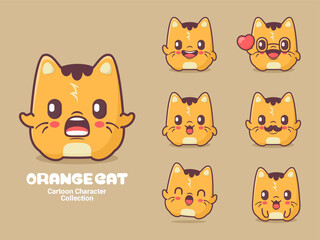 cute orange cat cartoon character animal vector illustration