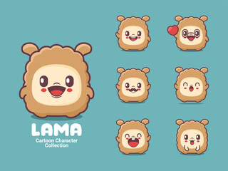 cute llama cartoon character animal vector illustration