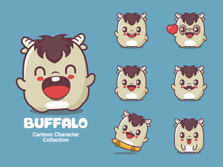 Fototapeta premium cute buffalo cartoon character animal vector illustration