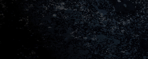 Panorama of Black grunge wall texture background with copy space for design