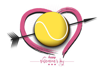 Happy Valentines Day. Tennis ball and heart