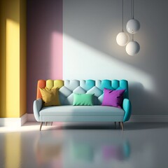 Colorful sofa illustration. Couch.