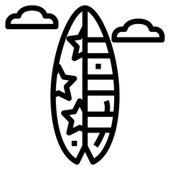 Surfboard line icon style