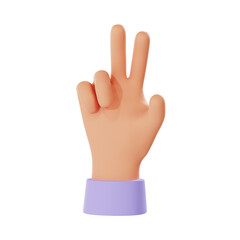 3d cartoon hand showing victory sign