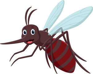 Angry mosquito cartoon isolated on white