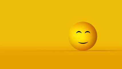 bright yellow smiley in the form of a ball on a yellow background
