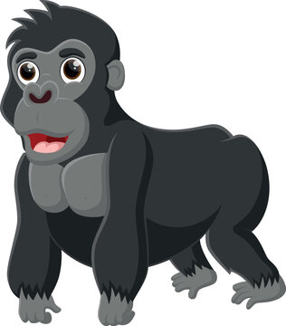 Cartoon funny gorilla isolated on white background