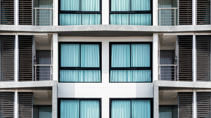 Pattern glass window on modern white building