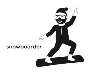  snowboarder isolated vector Silhouettes.