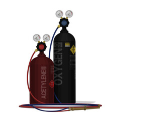 Isolate gas welding equipment on white background