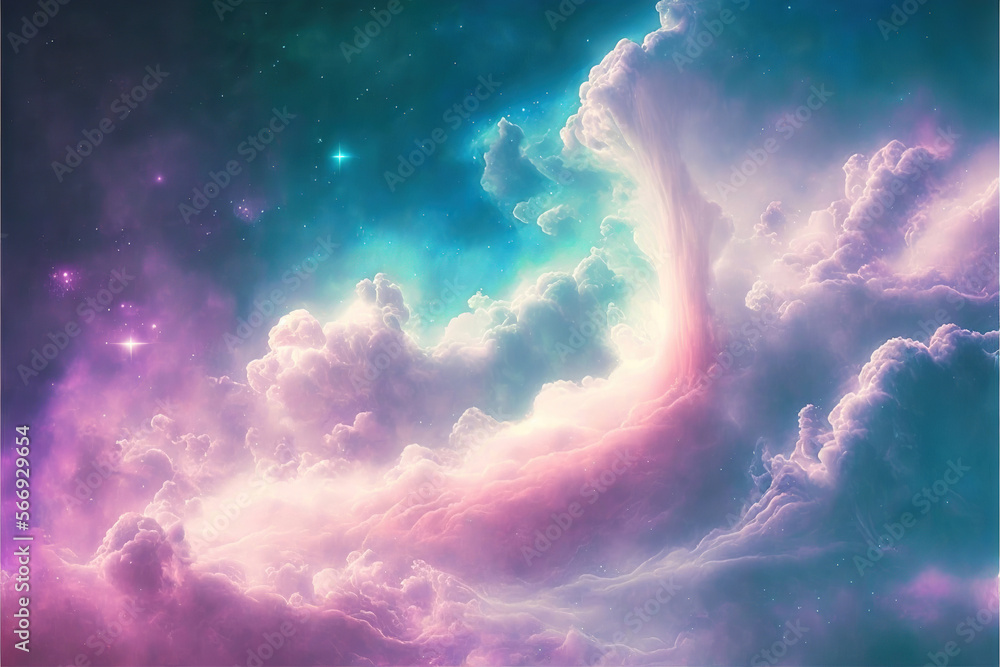 Wall mural abstract colorful background with clouds, generative ai