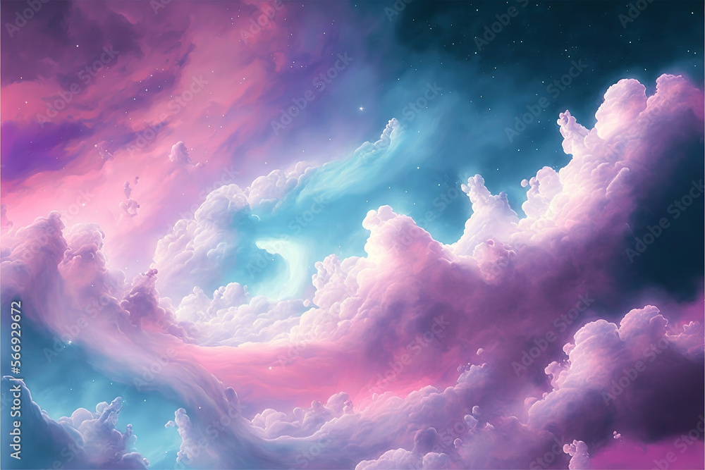 Wall mural abstract colorful background with clouds, generative ai