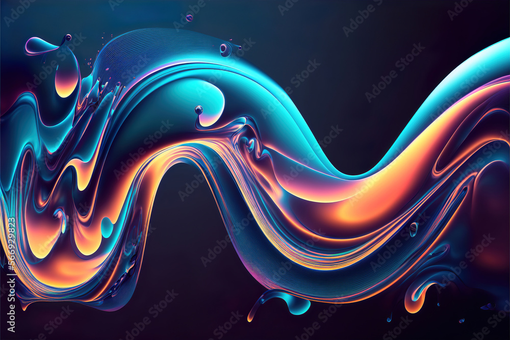 Poster abstract colorful background with glowing lines, generative ai