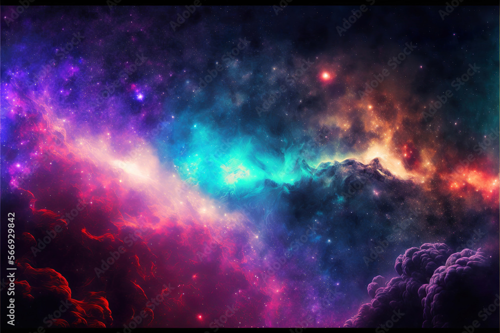 Wall mural abstract colorful background of space galaxy universe, generative ai