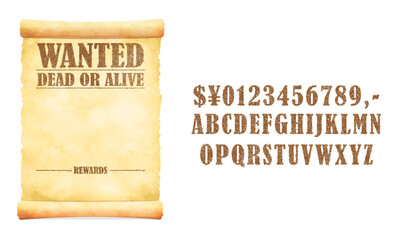 Grunged wanted paper template vector illustration ( text editable ) - obrazy, fototapety, plakaty