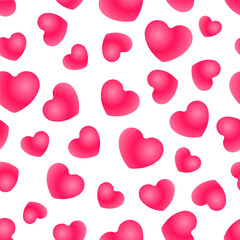 Seamless pattern of bright pink hearts. Vector illustration isolated on white background. Sweet candies in the shape of love. Design for Valentine's day - 566930071