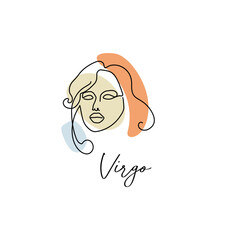 Astrology horoscope symbol zodiac Virgo sign in line art style boho color