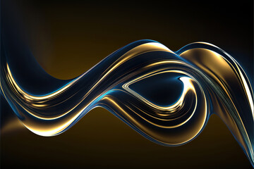 abstract luxury background with glowing golden smooth shape lines, generative ai