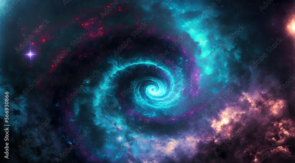 Wall mural colorful abstract spiral galaxy in space, generative ai