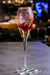 Cocktails at the bar of a restaurant. Tasty alcoholic drink.