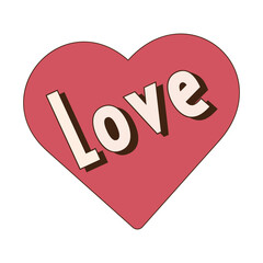 Valentine's Day.Retro style Valentine's day. y2k.Vector illustration of Groovy retro heart. Valentines day greeting card.Hippie happy heart in retro cartoon style. 