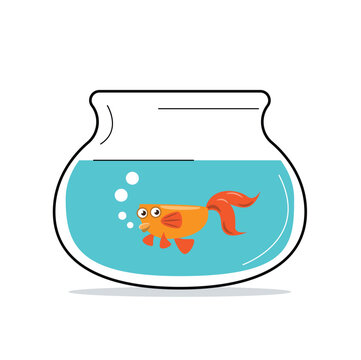 fish bowl with goldfish vector illustration