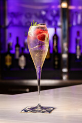 Cocktails at the bar of a restaurant. Tasty alcoholic drink.