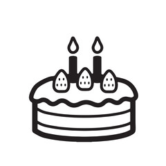 ホールケーキ　モノクロイラストアイコン