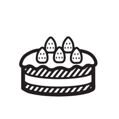 ホールケーキ　モノクロイラストアイコン