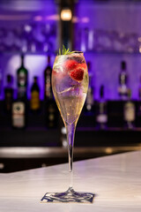 Cocktails at the bar of a restaurant. Tasty alcoholic drink.