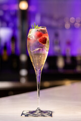 Cocktails at the bar of a restaurant. Tasty alcoholic drink.