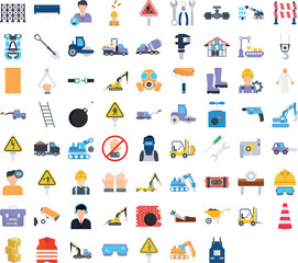 Construction vector icons, architecture icons pack, construction icons set, engineering icons pack, Construction building icons set, icons collection of Construction, Construction flat icons set 