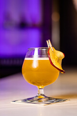 Cocktails at the bar of a restaurant. Tasty alcoholic drink.