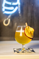 Cocktails at the bar of a restaurant. Tasty alcoholic drink.