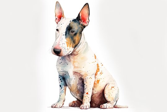 pit bull terrier. cute as a puppy color spot illustration. every conceivable breed of dog.jpg Generative AI