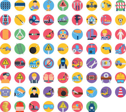 Construction vector icons, architecture icons pack, construction icons set, engineering icons pack, Construction building icons set, icons collection of Construction, Construction flat icons set 