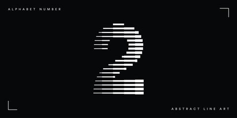 Number 2 with Abstract Lines Pattern