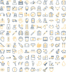 Medical healthcare icons set, medical icons pack, healthcare vector icons set, treatment icons pack, body organs vector icons set, health vector icons set, medical outline dual icons set