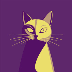 portrait of a cat in the moonlight