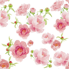 pink roses seamless pattern. Pink rosess. Seamless hand-drawn pattern with pink flowers. It is perfect for wallpaper, packaging paper and textiles.