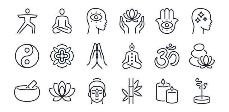 Yoga, meditation, and mind relax editable stroke outline icon isolated on white background flat vector illustration. Pixel perfect. 64 x 64.