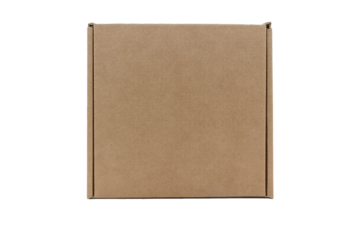 rectangular small brown box for transporting goods isolated on a white background, top view