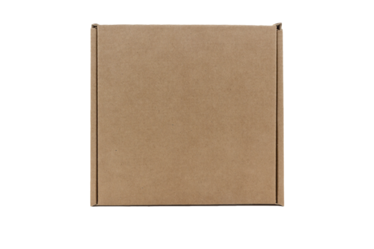 rectangular small brown box for transporting goods isolated on a white background, top view