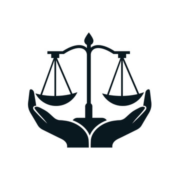 Law Service And Attorney Logo Design. Justice And Law Firm Logo Icon. Black And White. Unique , Professional And Creative.