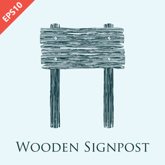  Hand drawn blank wooden signpost design vector flat isolated illustration
