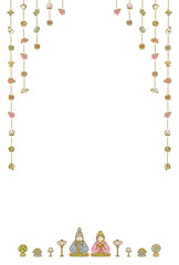 ひな祭りのフレーム　カラー　縦