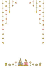 ひな祭りのフレーム　カラー　縦